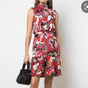 Saloni Phoebe Dress in Coral Daybreak